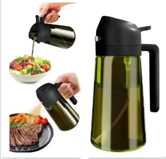 Premium Dark Glass Olive Oil Dispenser, 2 In 1 Cooking Oil Spray Bottle Mister