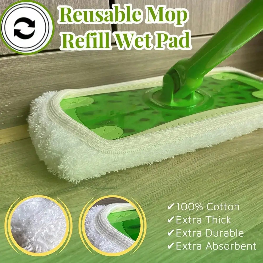 Reusable Microfiber Mop Refill Pads, 4 Pack Washable Strong Absorption For Dry And Wet Mopping, Fits 10-12 Inch Sweeper Mops