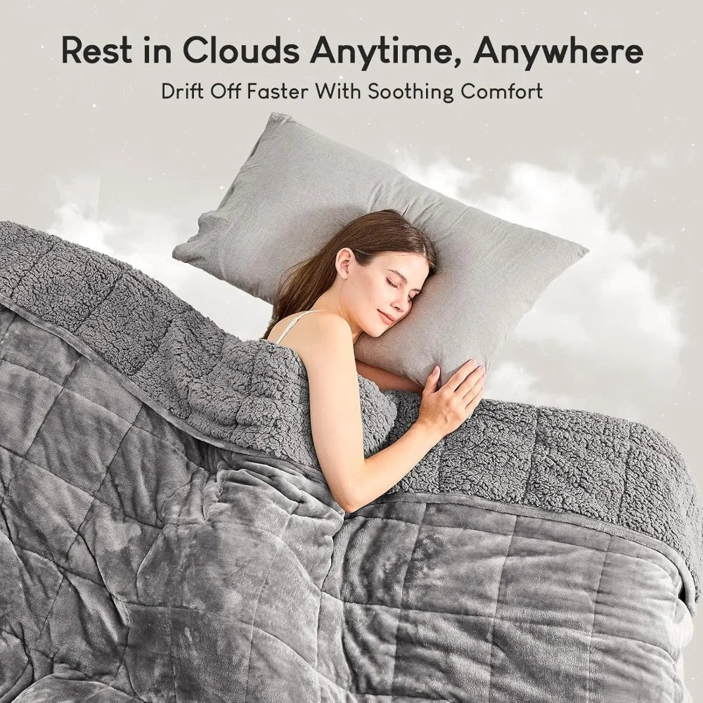 Sherpa Fleece Weighted Blanket, 48 x 72 inches, Grey