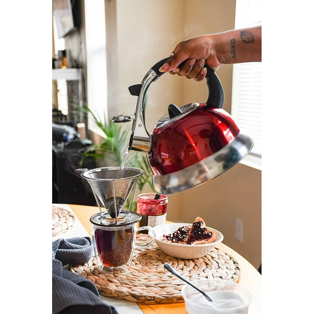 Stainless Steel Induction Compatible Whistling Kettle with Removable Polished Finish Lid