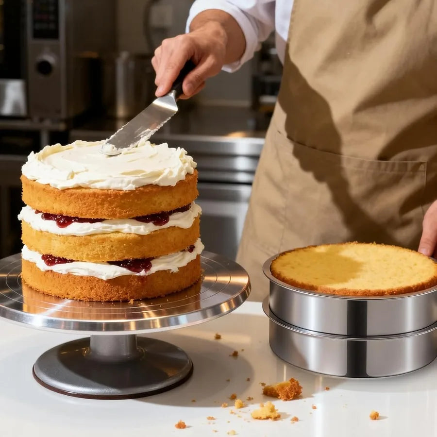 8 Inch Cake Pan Set of 4, Stainless Steel Round, Stackable, Dishwasher Safe