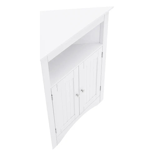 Free Standing Corner Cabinet - Bathroom Floor Storage with Doors & Shelves, Multi-Purpose Sideboard for Kitchen Living Room
