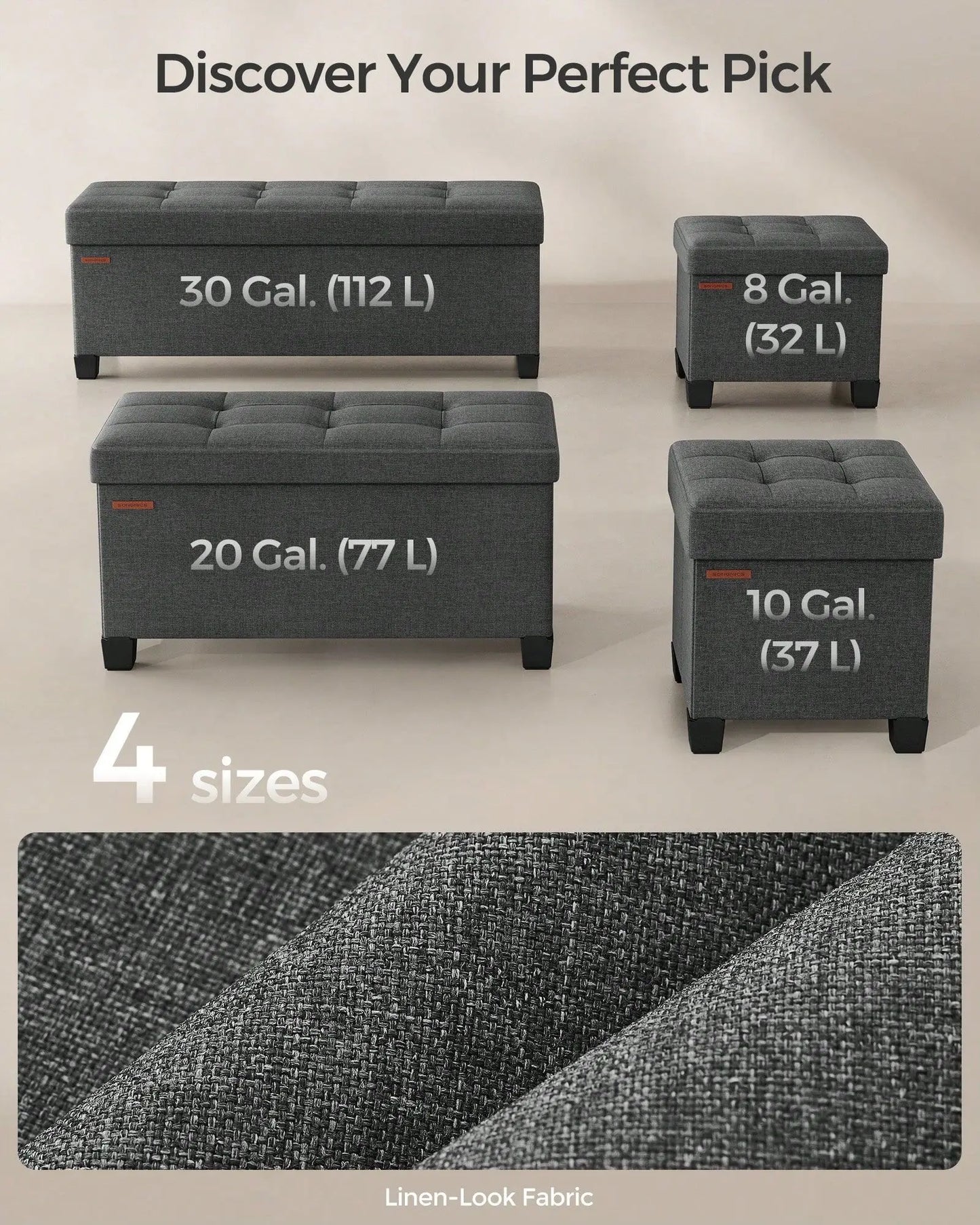 Storage Ottoman Bench, Foldable Foot Rest With Legs, 15 X 30 X 15.2 Inches