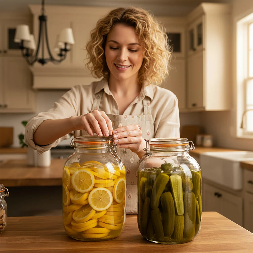 2-pack - Glass Wide-mouth Jar with Hinged Sealing Lid, 1 Gallon for Fermentation, Canning, Preserving