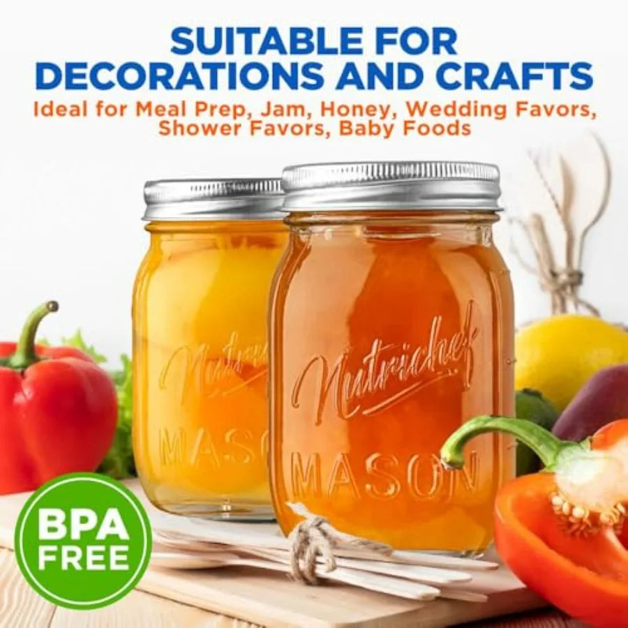 16-Pack 16 oz Mason Jars with Lids- Ideal for DIY Spices, Meal Prep