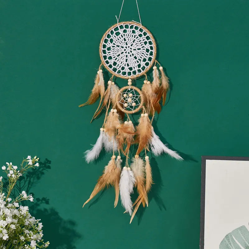 5-piece large Dream Catcher Set, handcrafted, Bohemian wall decoration