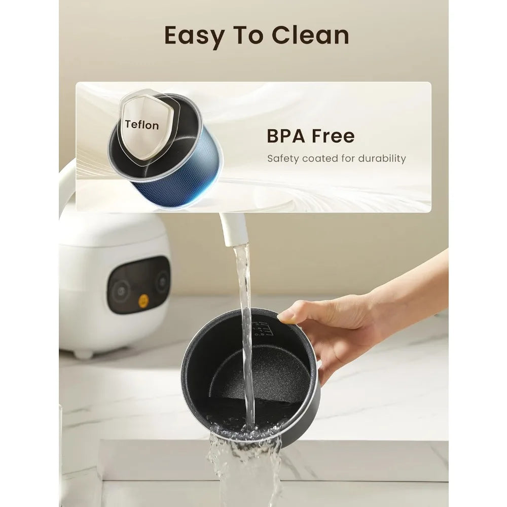 Compact Mini Rice Cooker, 4 Cup, Portable Nonstick with 24H Delay Timer