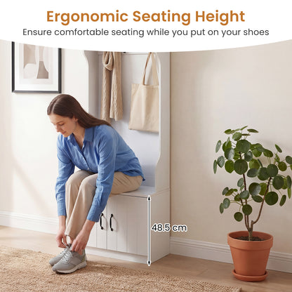 3-in-1 Hall Tree w/ Bench Storage, Adjustable Shelves with Hanging Hooks for Entryway