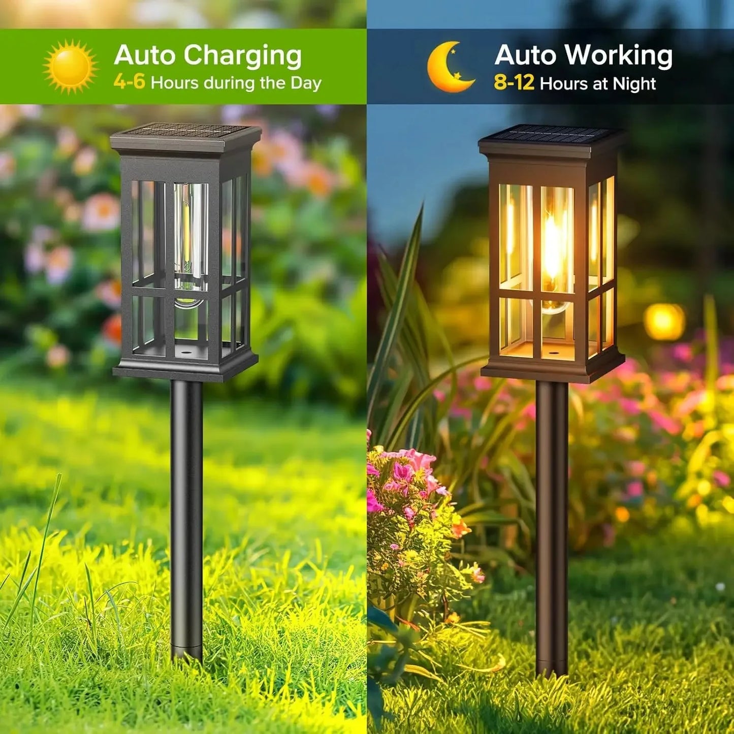 Solar Outdoor Lamp ,Waterproof Landscape Lighting for Garden Yard Patio Walkway Driveway
