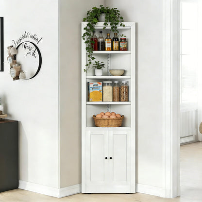 71" Corner Storage Cabinet with Adjustable Shelves, 5-Tier Metal Organizer for Bathroom, Kitchen & Living Room