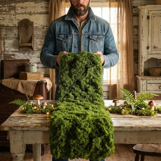 Fake Moss Mat Artificial Moss Roll - 12' X 71' Cloud Soft Feel Moss Table Runner for Decor, Faux Grass Mat for Crafts, DIY Fairy Garden, Wedding & Party Decorations (Realistic Green: 30x180cm)