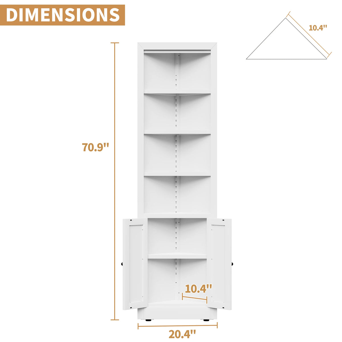 71" Corner Storage Cabinet with Adjustable Shelves, 5-Tier Metal Organizer for Bathroom, Kitchen & Living Room