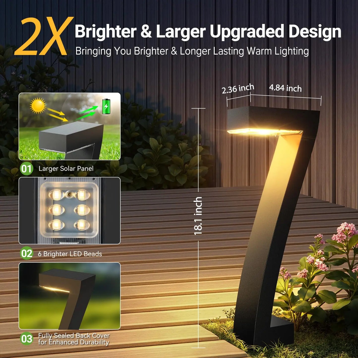 Upgraded Bright LED Solar Lights Outdoor Pathway Lights, Waterproof for Yard Garden Driveway Walkway