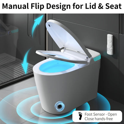 Bidet Smart Toilet With Heated Seat, Night Light, Multiple Cleaning, With Dual Flush System And Versatile Flushing Modes, Removable Spray Rod, Dryer, Slow-close, Silent, Energy-saving Mode, Leakage Protection