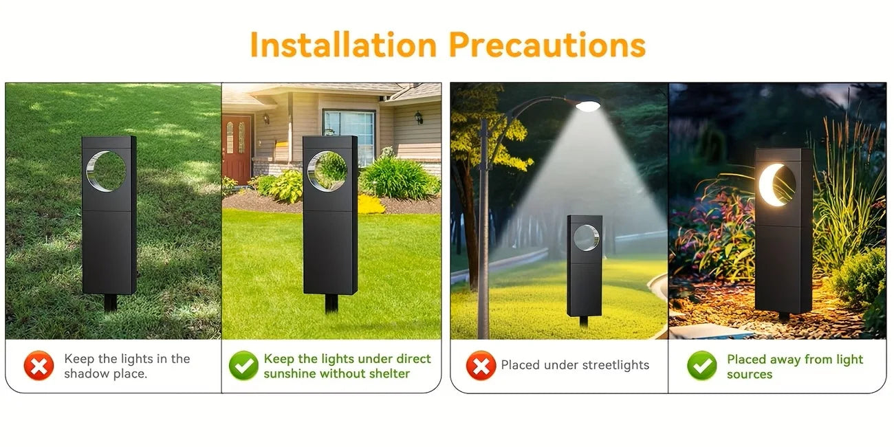 Solar Pathway Outdoor Lights Waterproof Bright Moon Auto On/Off