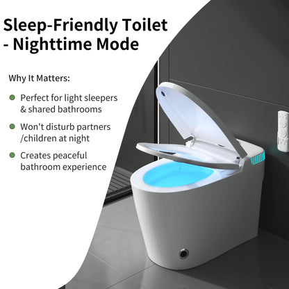 Bidet Smart Toilet With Heated Seat, Night Light, Multiple Cleaning, With Dual Flush System And Versatile Flushing Modes, Removable Spray Rod, Dryer, Slow-close, Silent, Energy-saving Mode, Leakage Protection