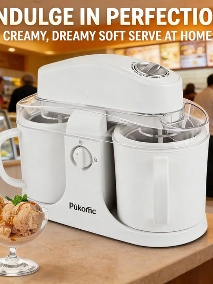 Dual-Cup Ice Cream & Popsicle Maker, DIY Homemade Frozen Dessert, Add Fruits & Powdered Sugar for Custom Flavors, Easy to Use