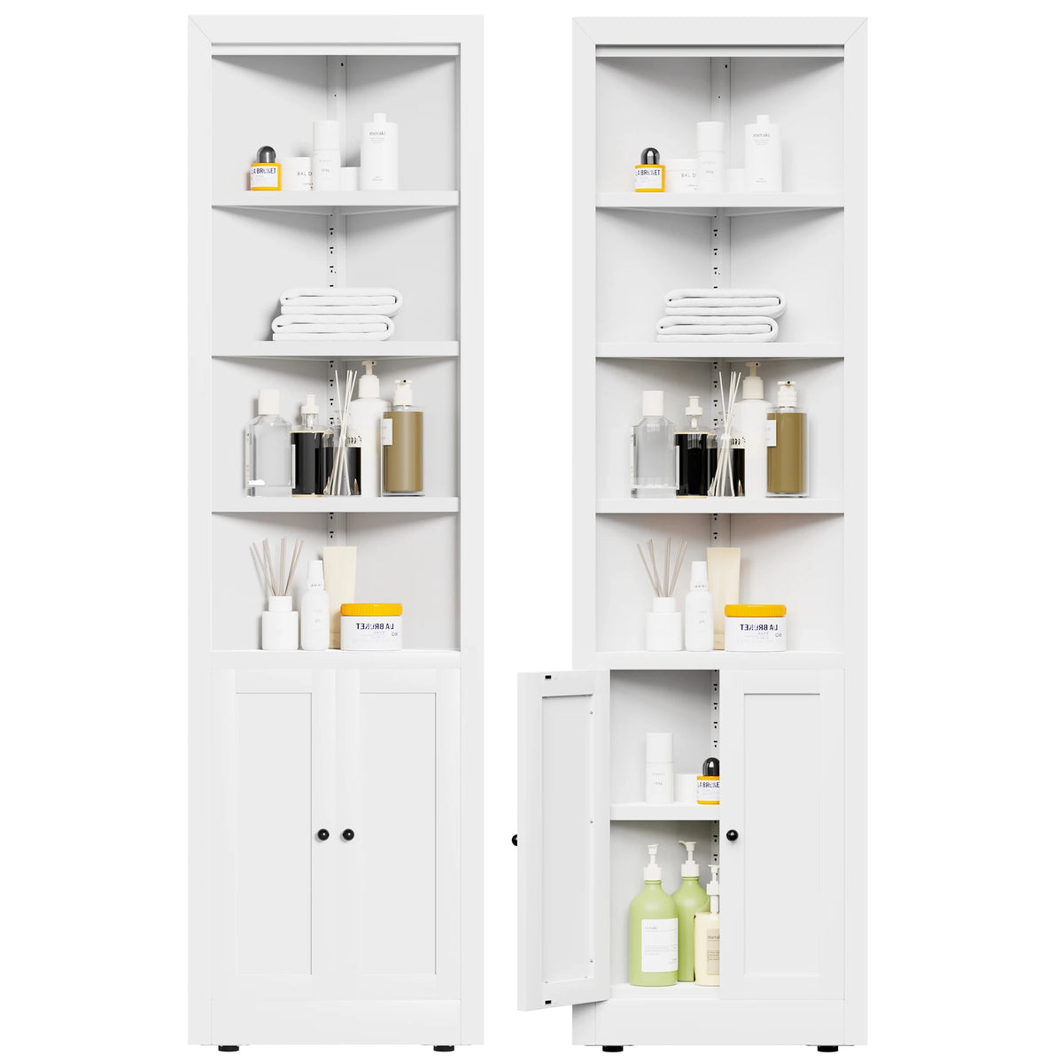 71" Corner Storage Cabinet with Adjustable Shelves, 5-Tier Metal Organizer for Bathroom, Kitchen & Living Room