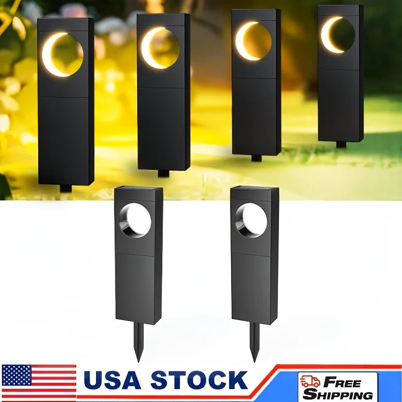 Solar Pathway Outdoor Lights Waterproof Bright Moon Auto On/Off