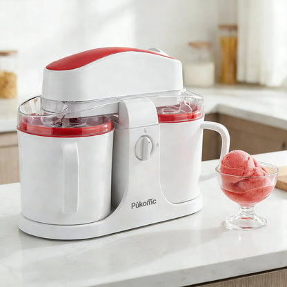 Ice Cream & Popsicle Maker, Dual-Cup Design, DIY Flavors Add Fruits, Powdered Sugar and Other Mix-Ins ,