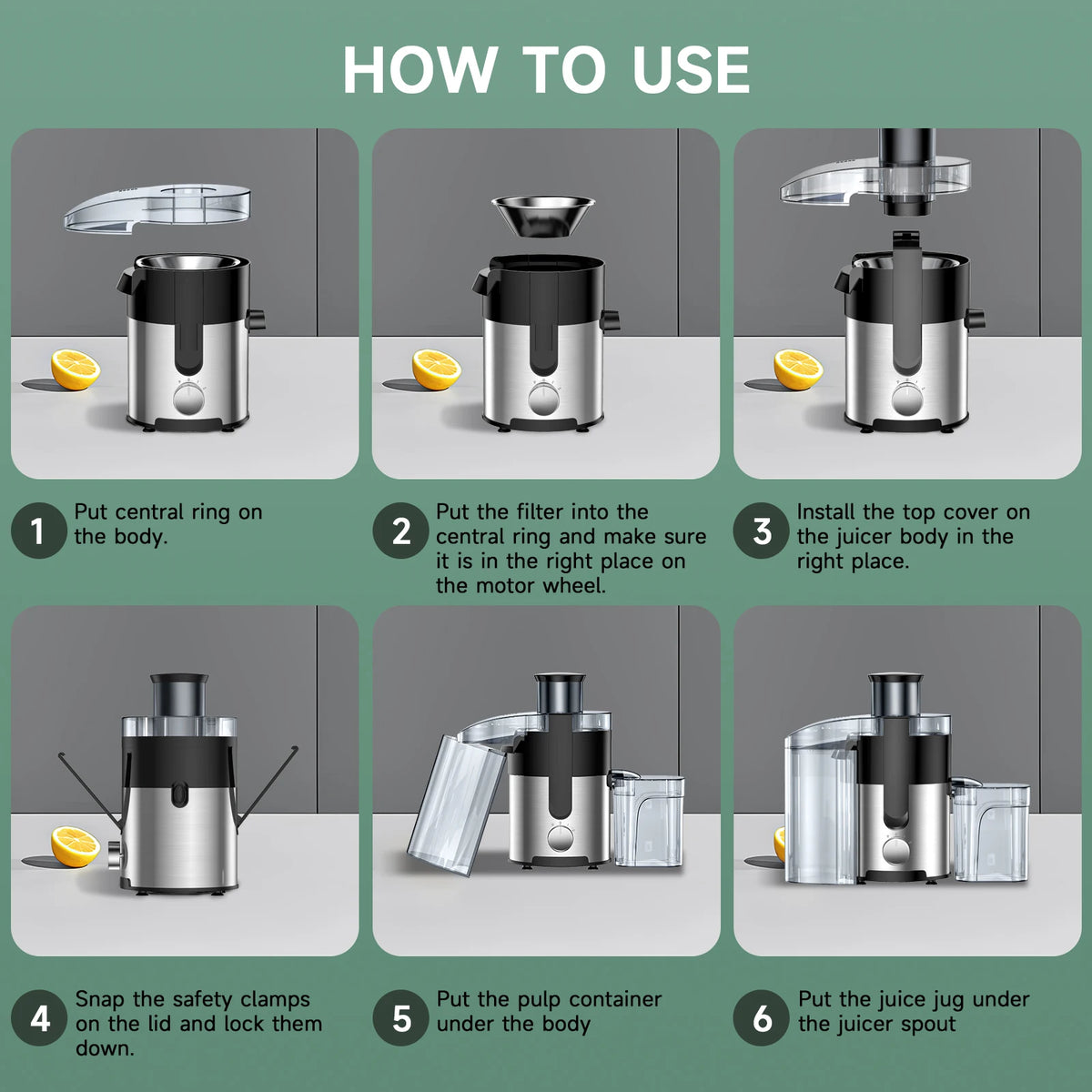 High-Speed Juicer Machine, 3-Inch Wide Mouth for Vegetables And Fruits with Metal Body, 3-Speed Settings, Easy Cleaning, Detachable,