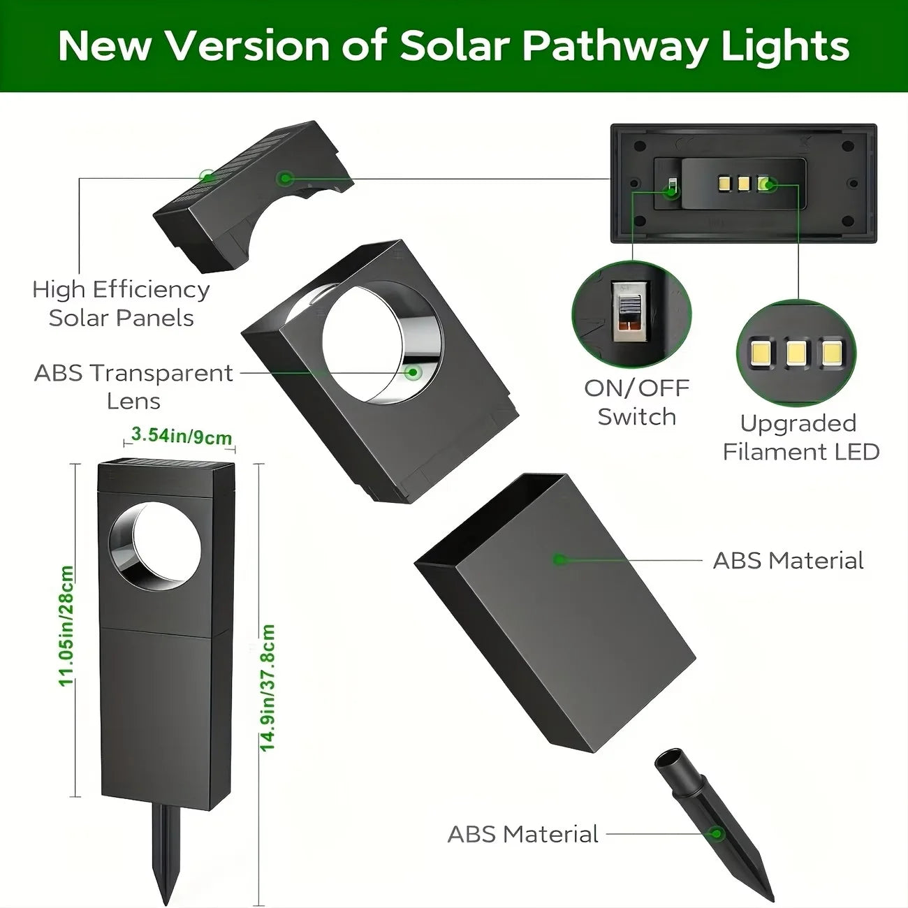 Solar Pathway Outdoor Lights Waterproof Bright Moon Auto On/Off
