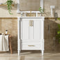 24" Modern Bathroom Vanity with Ceramic Sink, Storage Drawer, Soft-Close Doors & Ornately Carved French Legs