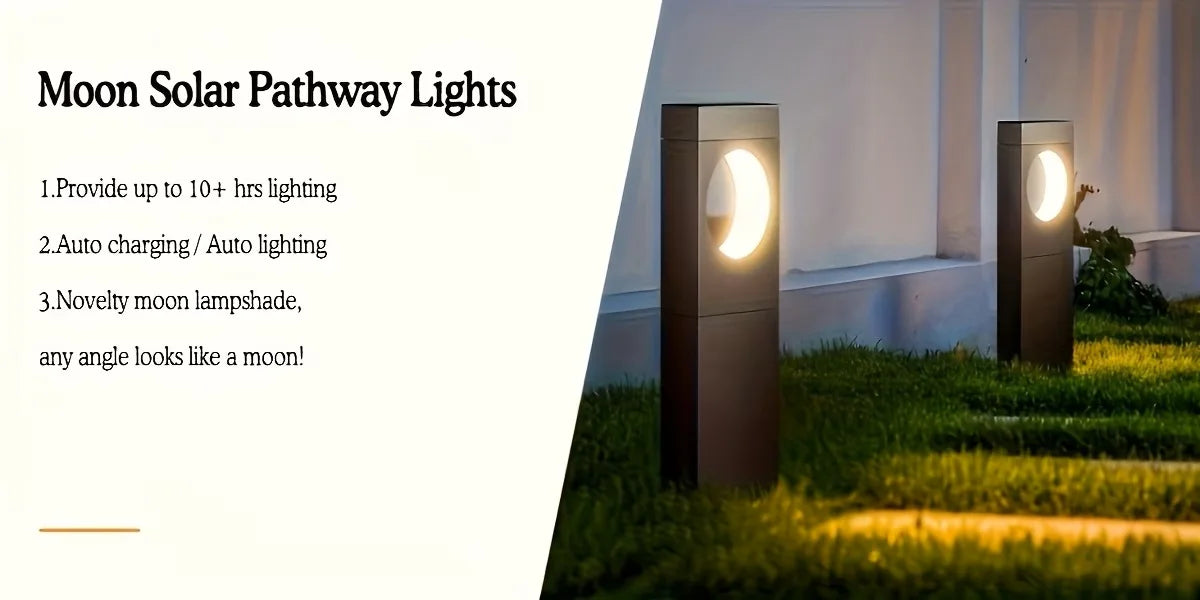 Solar Pathway Outdoor Lights Waterproof Bright Moon Auto On/Off