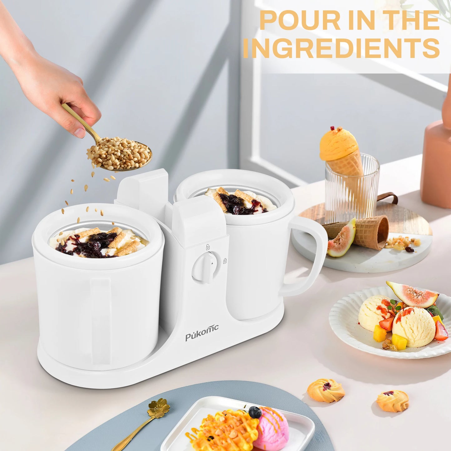 ce Cream Maker & Popsicle Maker, Dual-Cup Design