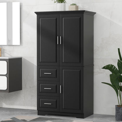 32.6" Bathroom Storage Cabinet with 3 Drawers & 3 Doors, Freestanding MDF Organizer for Bathroom, Kitchen, Office