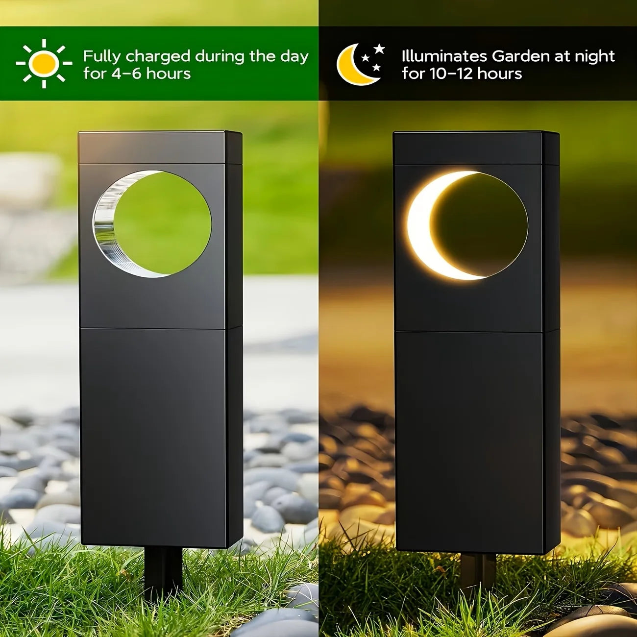 Solar Pathway Outdoor Lights Waterproof Bright Moon Auto On/Off