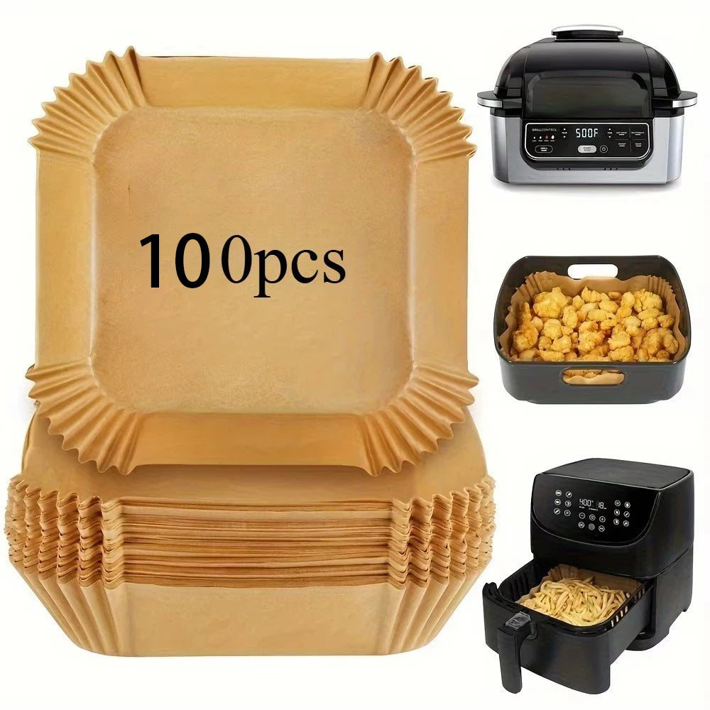 50pcs 8in Square Air Fryer Parchment Liners - Fit 5-8QT Basket, Air Fryer