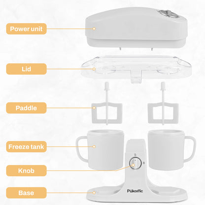 Dual-Cup Ice Cream & Popsicle Maker, DIY Homemade Frozen Dessert, Add Fruits & Powdered Sugar for Custom Flavors, Easy to Use