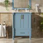 24" Modern Bathroom Vanity with Ceramic Sink, Storage Drawer, Soft-Close Doors & Ornately Carved French Legs