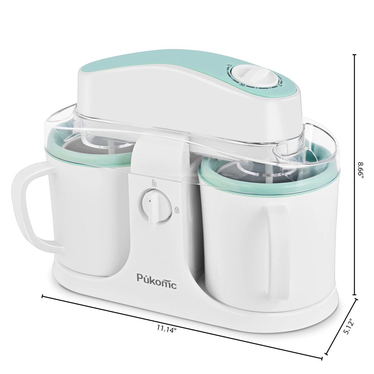 Dual-Cup Ice Cream & Popsicle Maker, DIY Homemade Frozen Dessert, Add Fruits & Powdered Sugar for Custom Flavors, Easy to Use