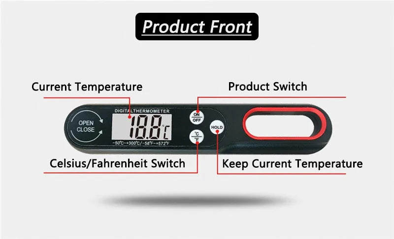 Digital Meat Thermometer, BBQ Probe for Water, Milk, Oil, Liquid, Oven, Temperaure Sensor Meter Thermocouple