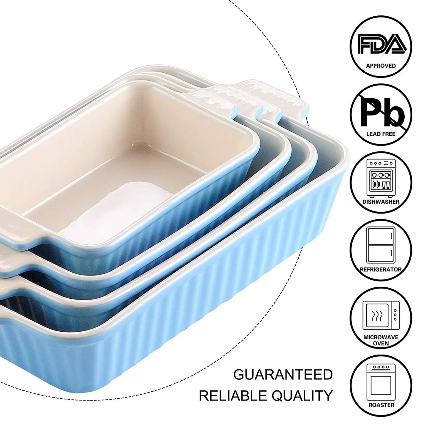 4-Piece Baking Dish Set with Ceramic Handle -Ideal for Lasagne/Pie/Casserole/Tapas(9"/11"/12"/13.3")