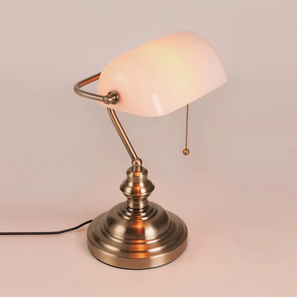 Desk Lamp Table Light Glass Banker’s Lamp Zipper Switch For Bedroom Home Stuy Restaurant Library Office Light Night Lamp