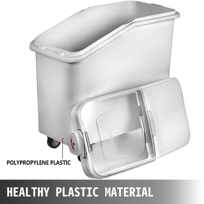 6.6Gal-21Gal Kitchen Ingredient Storage Bin W/ Wheel & Scoop for Commercial or Home