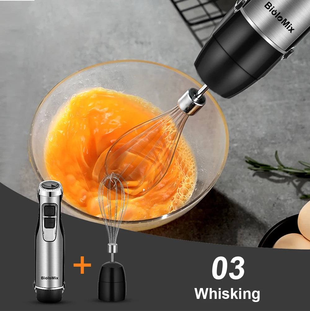 4 in 1 High Power 1200W Immersion Hand Blender Includes Chopper and Smoothie Cup, Stainless Steel Ice Blades