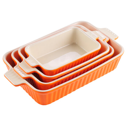 4-Piece Baking Dish Set with Ceramic Handle -Ideal for Lasagne/Pie/Casserole/Tapas(9"/11"/12"/13.3")