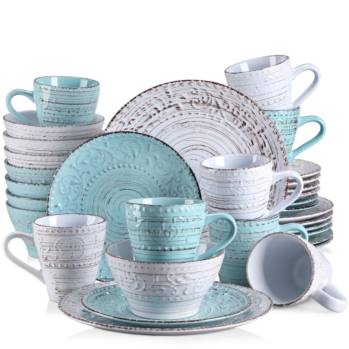 16/32/48 Ceramic Dinner Set with Dinner Plate,Dessert Plate,Bowl, Mug for 12 Person
