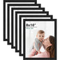 8x10 Picture Frame Set of 6, Black with HD Plexiglass, for Wall Mounting or Tabletop Display