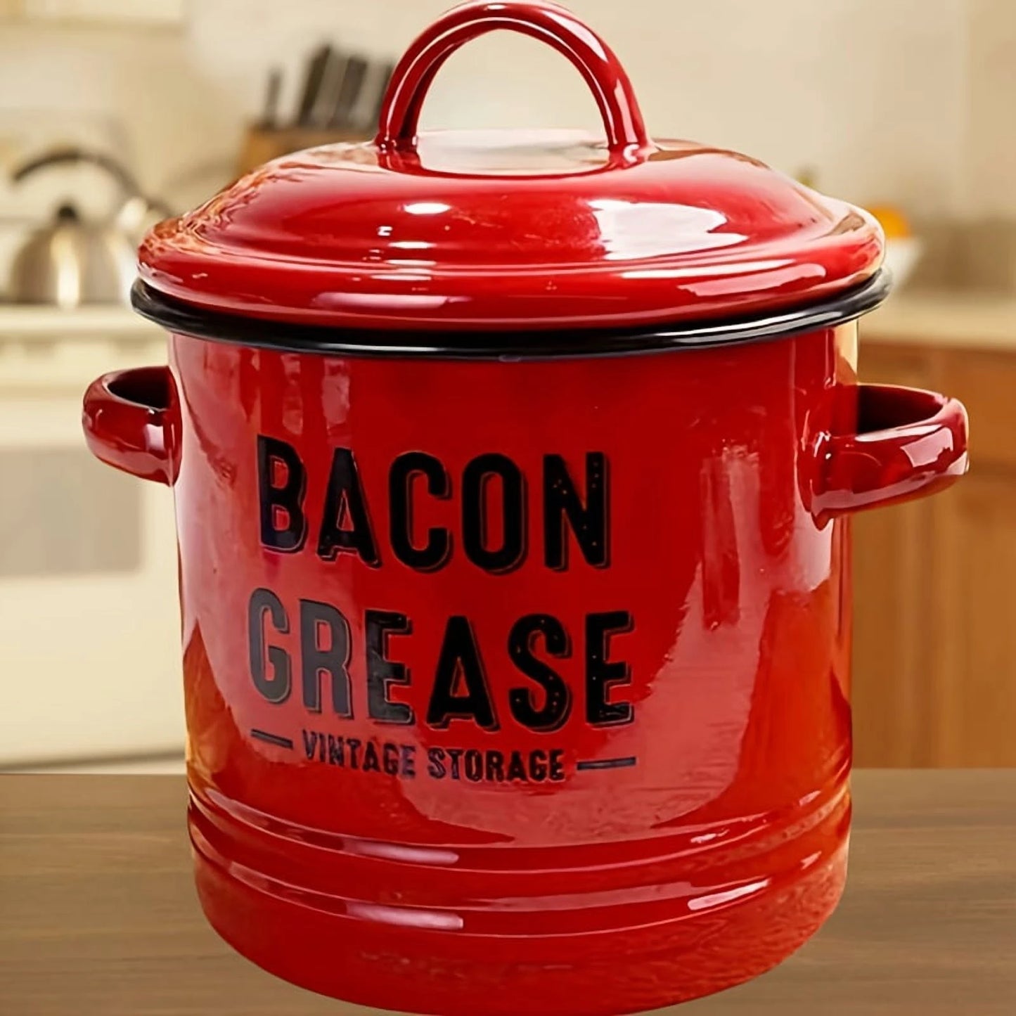 46 Oz Grease Container with Filter, Scraper, Strainer & Silicone Spatula, Dishwasher Safe
