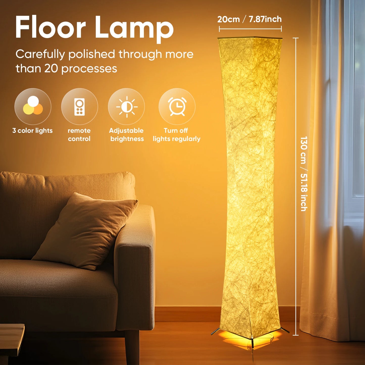 52" Simple Design Light 3000K LED with Tyvek Fabric Shade