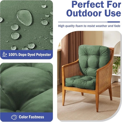 Outdoor Chair Cushions Set of 2, with Ties, 19x19+5” Tufted , Waterproof