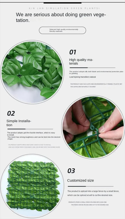 Artificial Ivy Hedge Green Leaf Fence Panels Faux Privacy Fence Screen for Home Outdoor Garden Balcony Decoration