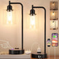 Touch Table Lamps Set of 2 - 3-Way Dimmable with USB C+A Ports and Outlet
