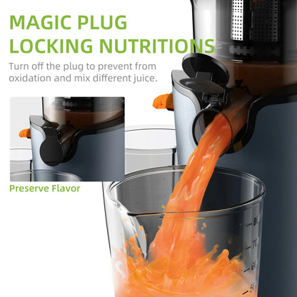 Cold Press Juicer with 78mm Feed Chute, 200W 40-65RPM Powerful Motor, Fits Whole Fruits