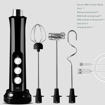 USB Rechargeable Milk Frother, Mini Handheld Electric Foam Maker, 3 Speed Stainless Steel Whisks for Latte Coffee Cappuccino Hot Chocolate